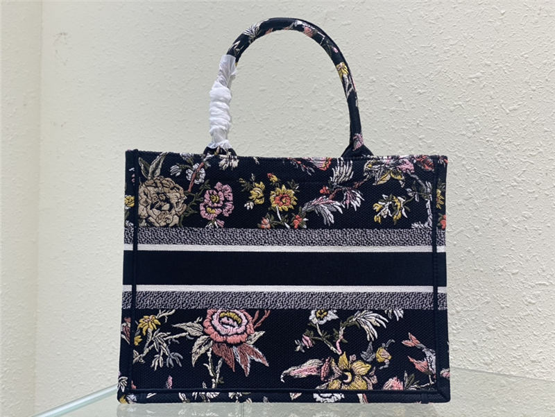 MEDIUM Dior BOOK TOTE Dior Jardin Botanique Embroidery Black High