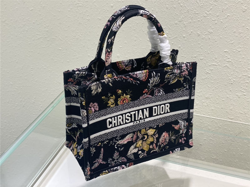 SMALL Dior BOOK TOTE Dior Jardin Botanique Embroidery Black High