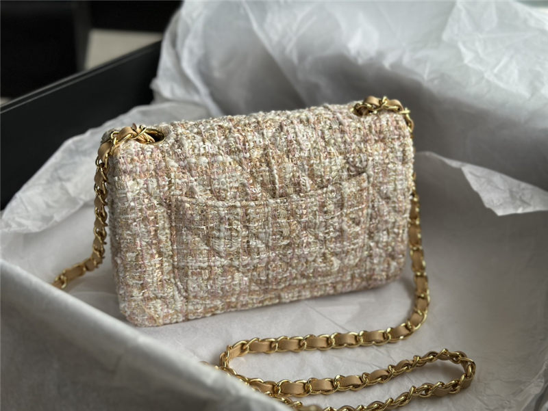 Chanel Mini Classic Flap Bag Tweed Beige High