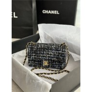 Chanel Mini Classic Flap Bag Tweed Black/Blue High