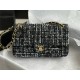 Chanel Medium Classic Flap Bag Tweed Black/Blue High