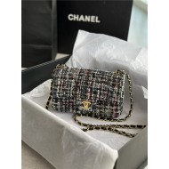 Chanel Mini Classic Flap Bag Tweed Black/Pink High