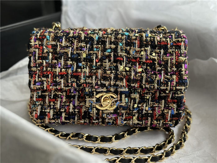 Chanel Mini Classic Flap Bag Tweed Colorful High