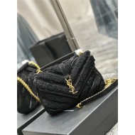 COLLEGE MEDIUM CHAIN BAG IN SUEDE AND SHEARLING High