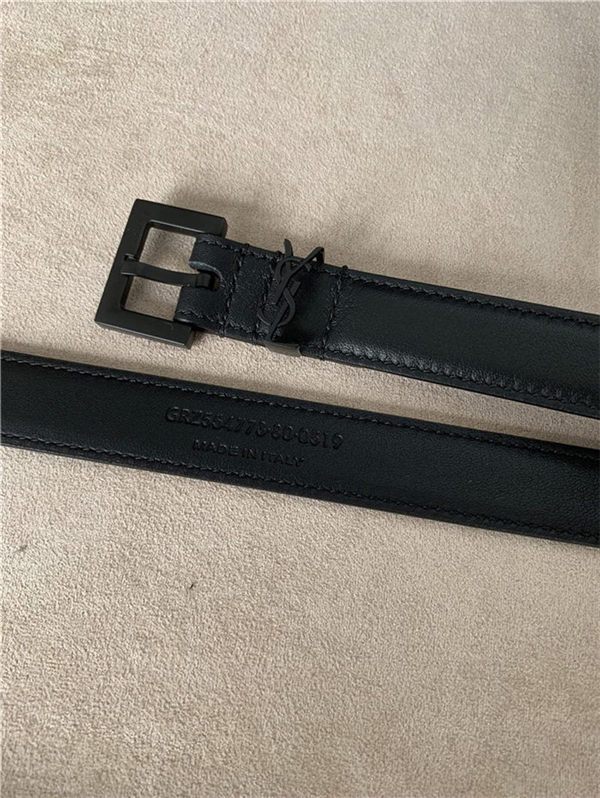 YSL CASSANDRE BELT WITH SQUARE BUCKLE IN SMOOTH LEATHER 20/30MM Black High