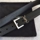 YSL CASSANDRE BELT WITH SQUARE BUCKLE IN GRAINED LEATHER 30MM Silver High