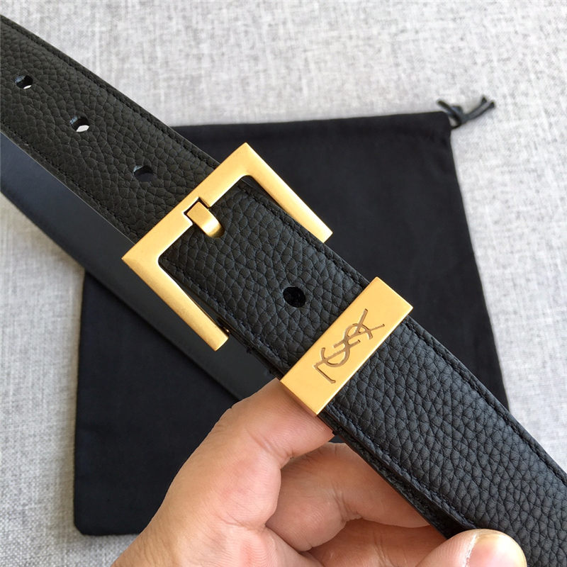 YSL BELT IN GRAINED LEATHER 30MM 2-1031 Gold High