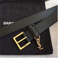 YSL BELT IN GRAINED LEATHER 30MM 1-1229 Gold High