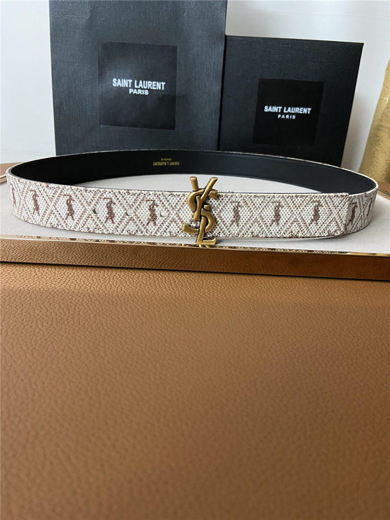 YSL BELT MONOGARM ALL OVER 30MM Gold High