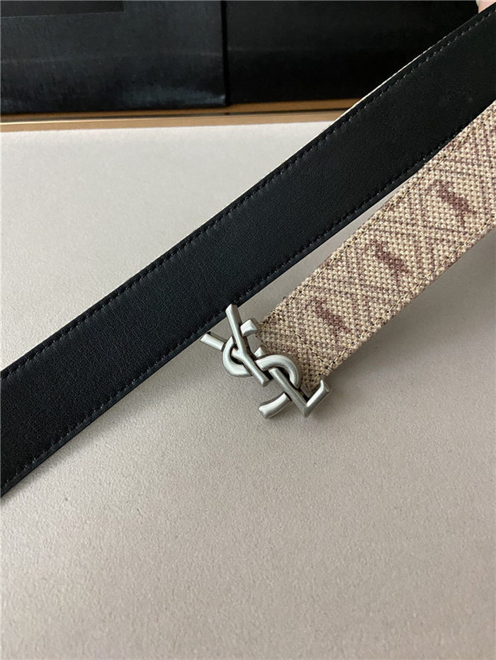 YSL BELT MONOGARM ALL OVER 30MM Silver High