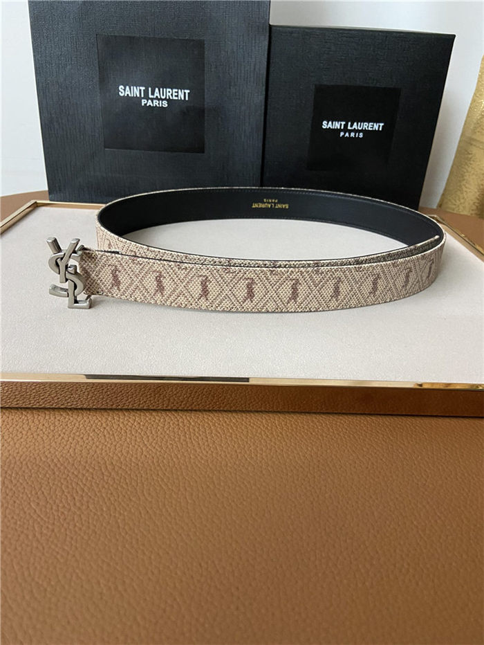 YSL BELT MONOGARM ALL OVER 30MM Silver High