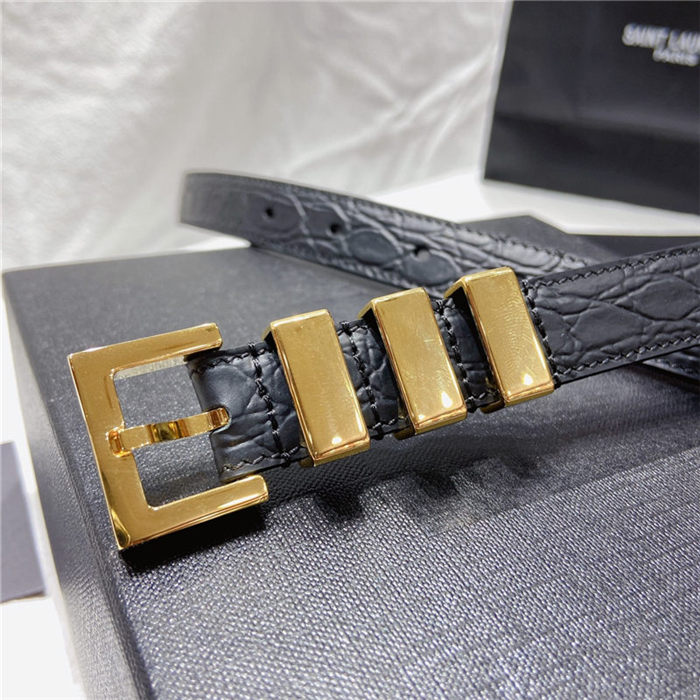 YSL BELT IN CROCODILE-EMBOSSED LEATHER 20MM 1-0510 Gold High