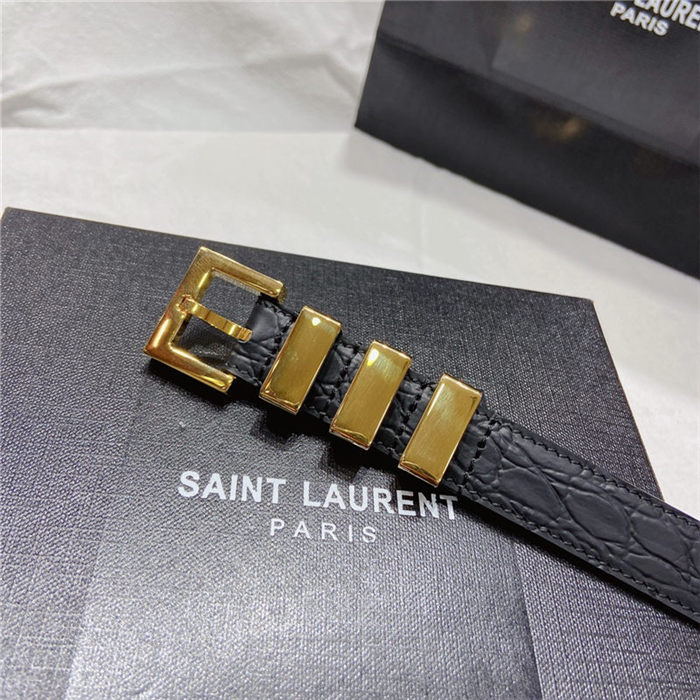 YSL BELT IN CROCODILE-EMBOSSED LEATHER 20MM 1-0510 Gold High