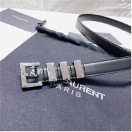 YSL BELT IN SMOOTH LEATHER 20MM 1-0510 Silver Black High