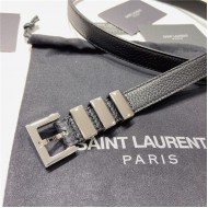 YSL BELT IN GRAINED LEATHER 20MM 1-0510 Silver High