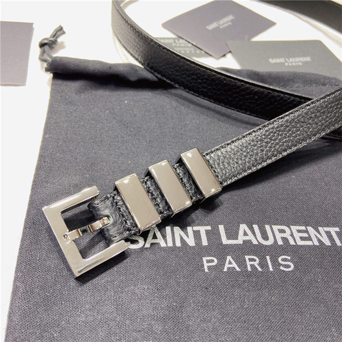 YSL BELT IN GRAINED LEATHER 20MM 1-0510 Silver High