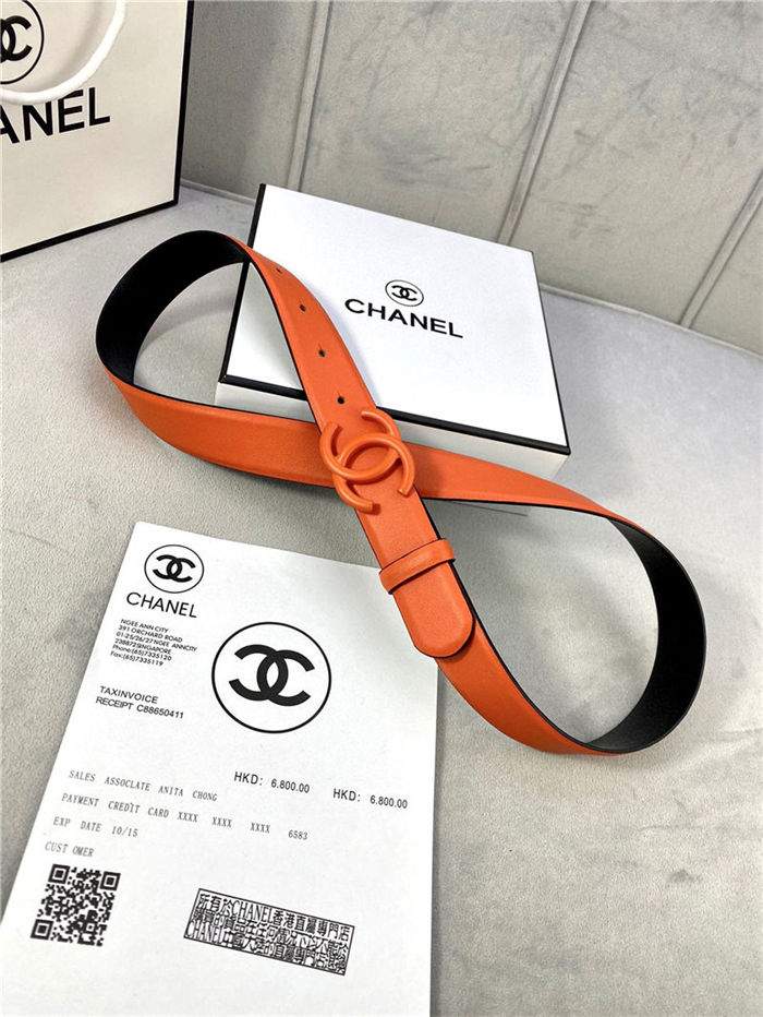 Chanel BELT Calfskin 30MM 2-1102 Orange 2022 High