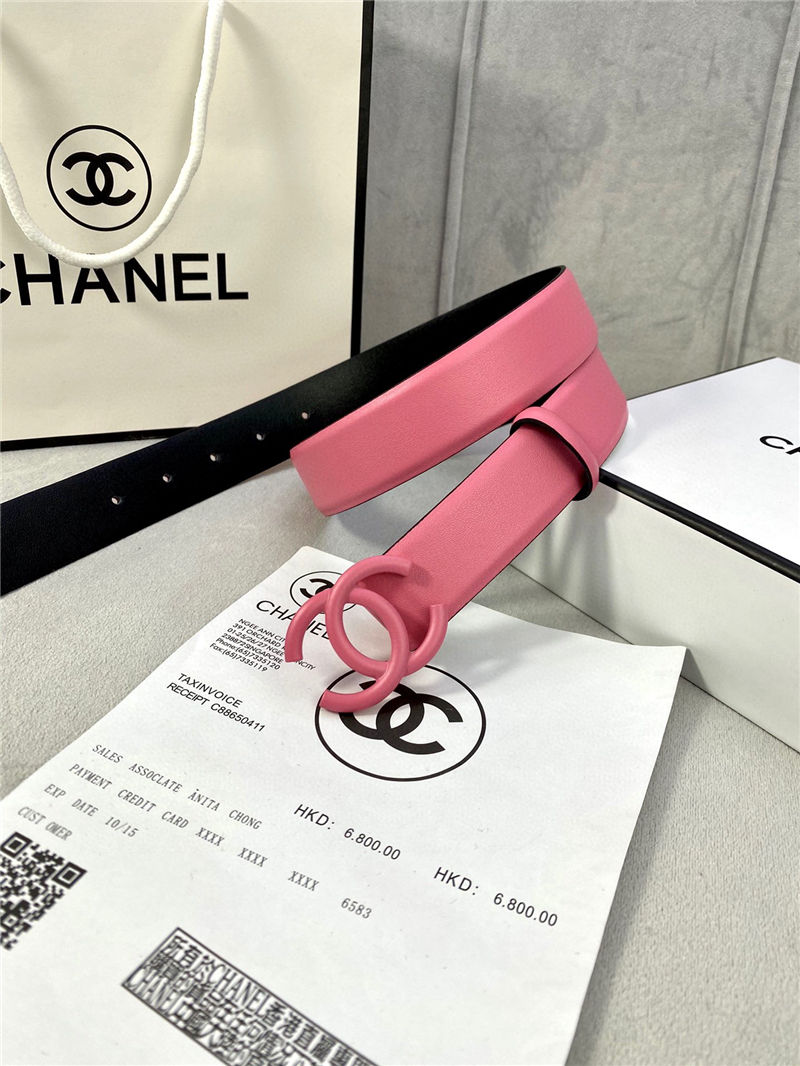 Chanel BELT Calfskin 30MM 2-1102 Rose Pink 2022 High