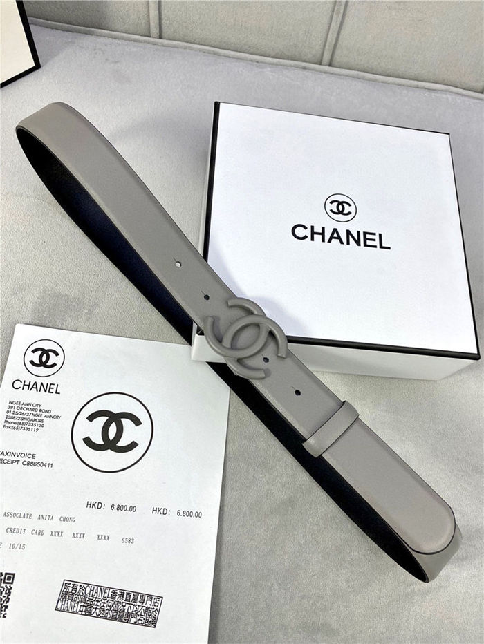 Chanel BELT Calfskin 30MM 2-1102 Grey 2022 High