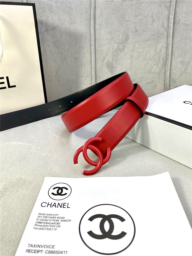 Chanel BELT Calfskin 30MM 2-1102 Red 2022 High