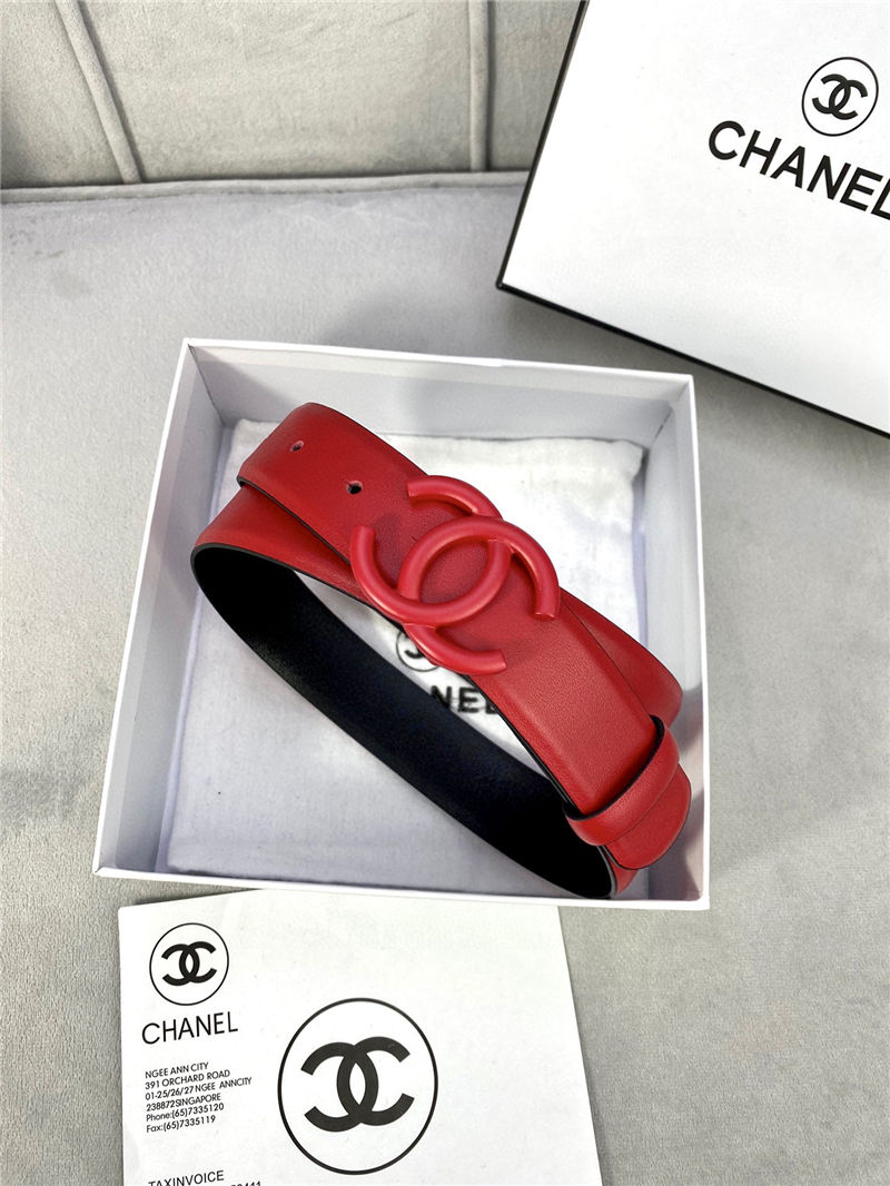 Chanel BELT Calfskin 30MM 2-1102 Red 2022 High