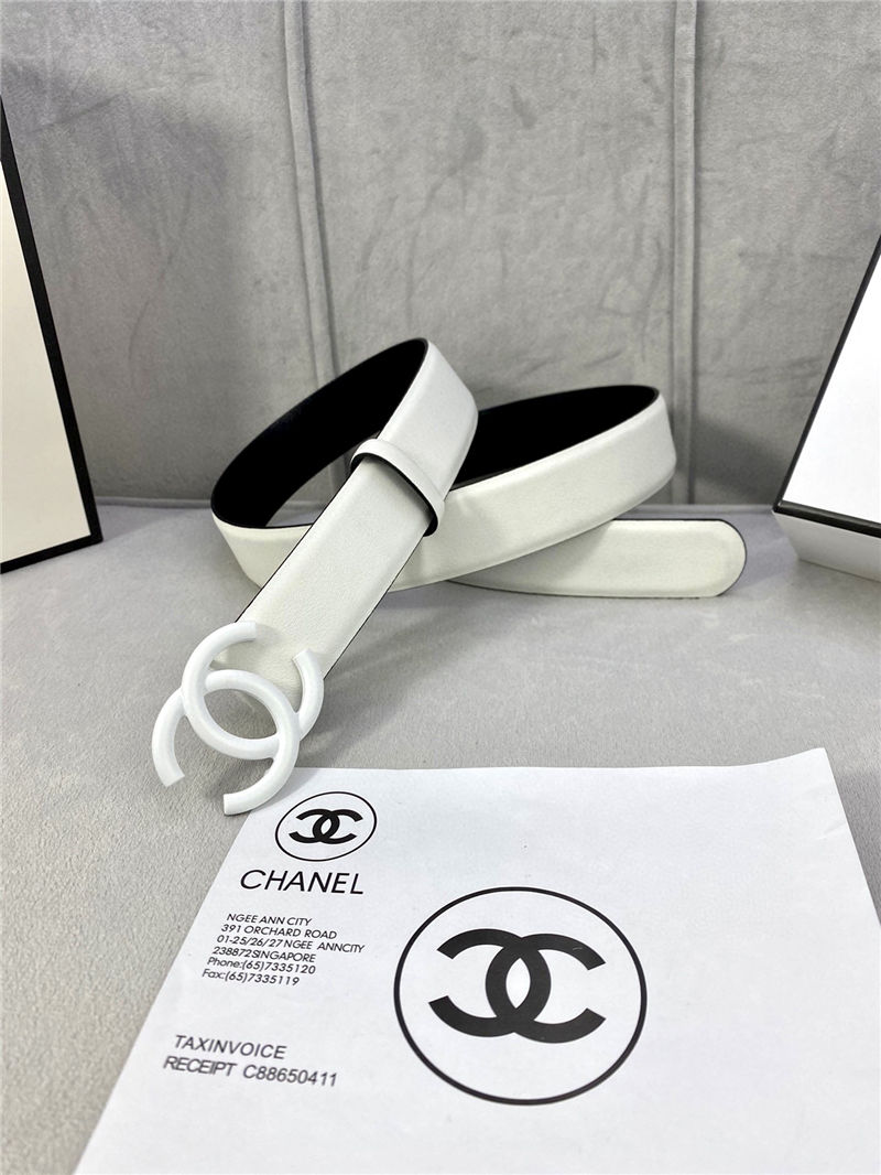 Chanel BELT Calfskin 30MM 2-1102 White 2022 High