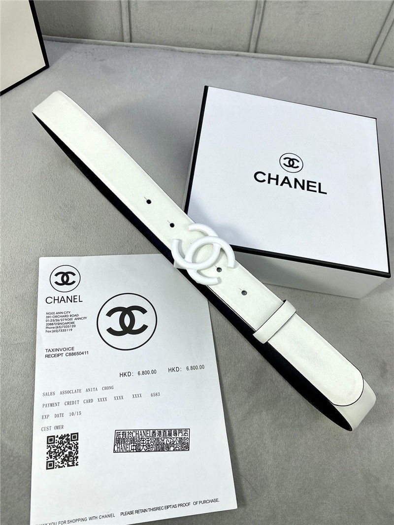 Chanel BELT Calfskin 30MM 2-1102 White 2022 High