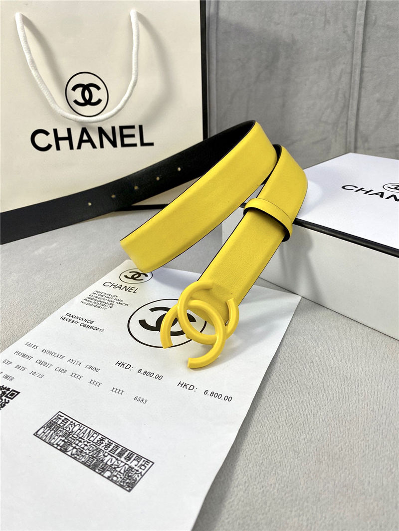 Chanel BELT Calfskin 30MM 2-1102 Yellow 2022 High