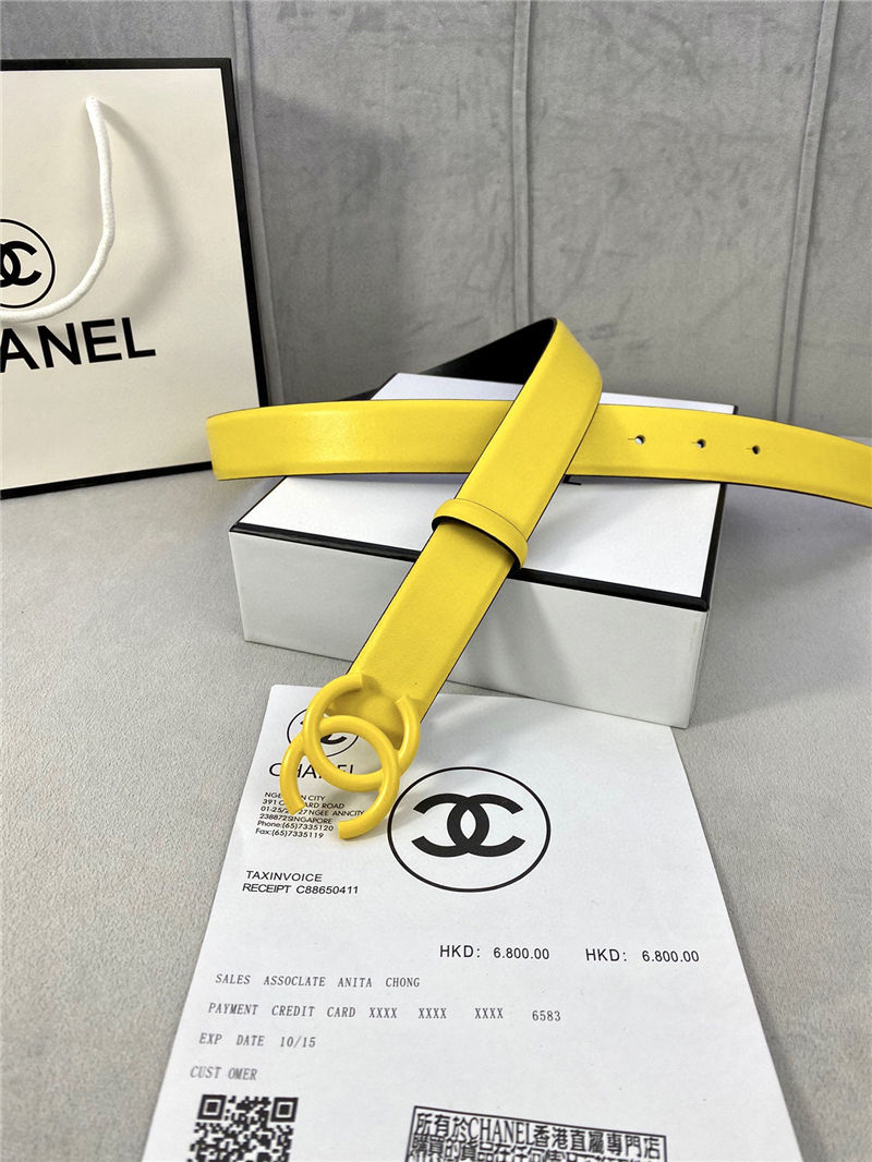 Chanel BELT Calfskin 30MM 2-1102 Yellow 2022 High