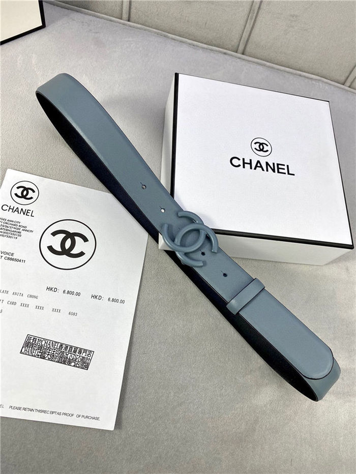 Chanel BELT Calfskin 30MM 2-1102 Grey Blue 2022 High