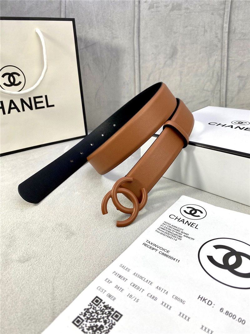 Chanel BELT Calfskin 30MM 2-1102 Brown 2022 High