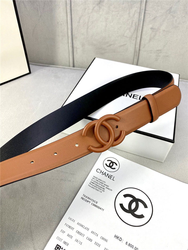 Chanel BELT Calfskin 30MM 2-1102 Brown 2022 High