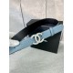 Chanel BELT Calfskin Gold/Silver Metal 30MM 2-1011 Grey Blue 2022 High