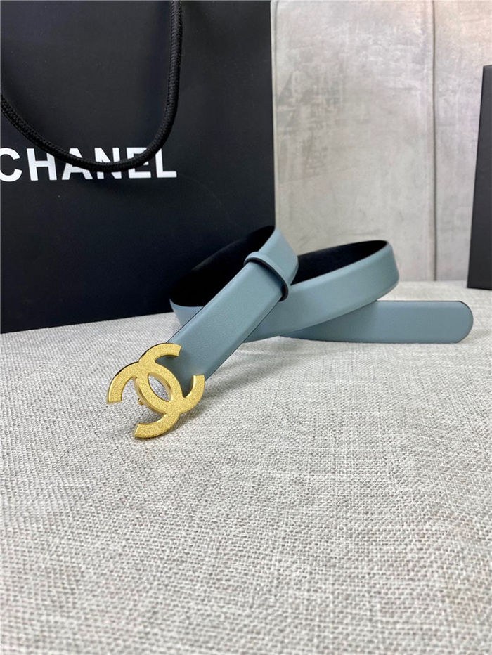 Chanel BELT Calfskin Gold/Silver Metal 30MM 2-1011 Grey Blue 2022 High