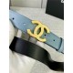 Chanel BELT Calfskin Gold/Silver Metal 30MM 2-1011 Grey Blue 2022 High