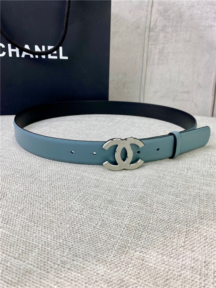 Chanel BELT Calfskin Gold/Silver Metal 30MM 2-1011 Grey Blue 2022 High