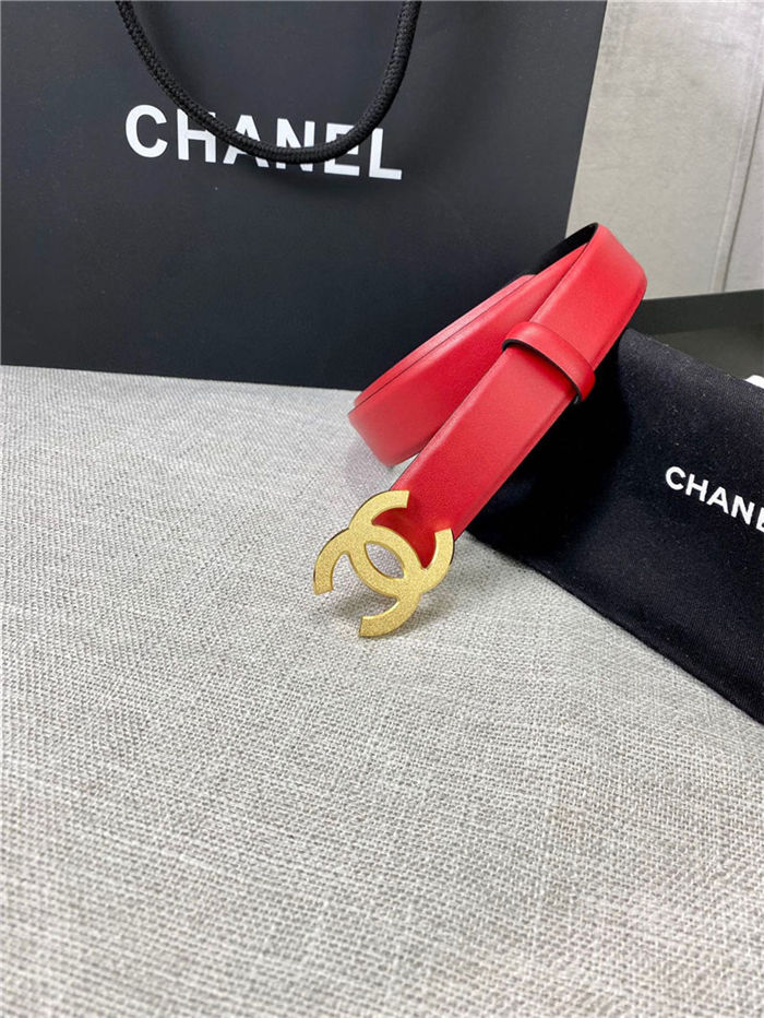 Chanel BELT Calfskin Gold/Silver Metal 30MM 2-1011 Red 2022 High