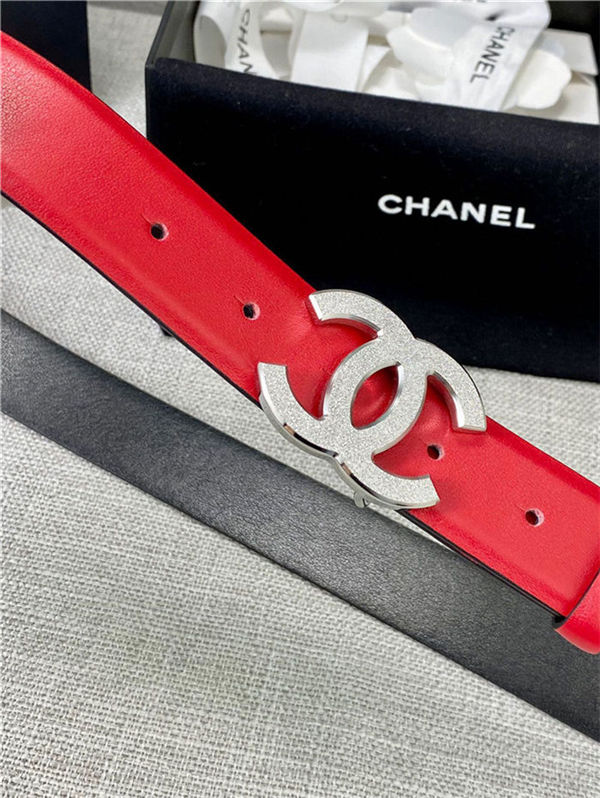 Chanel BELT Calfskin Gold/Silver Metal 30MM 2-1011 Red 2022 High