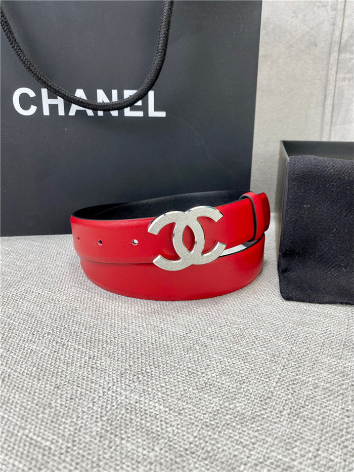 Chanel BELT Calfskin Gold/Silver Metal 30MM 2-1011 Red 2022 High