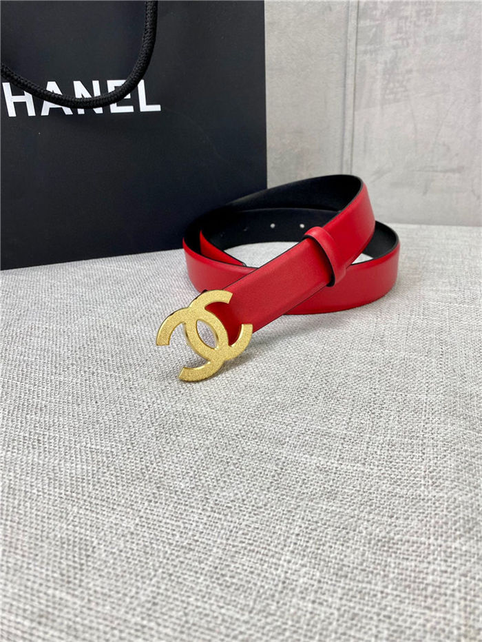 Chanel BELT Calfskin Gold/Silver Metal 30MM 2-1011 Red 2022 High