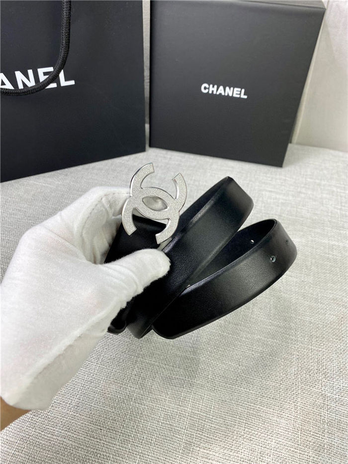 Chanel BELT Calfskin Gold/Silver Metal 30MM 2-1011 Black 2022 High