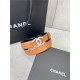 Chanel BELT Calfskin Gold/Silver Metal 30MM 2-1011 Brown 2022 High