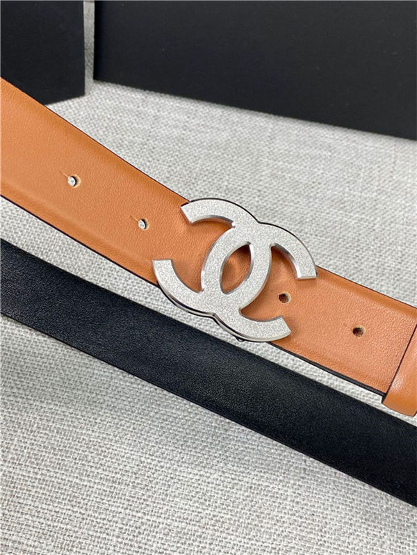 Chanel BELT Calfskin Gold/Silver Metal 30MM 2-1011 Brown 2022 High