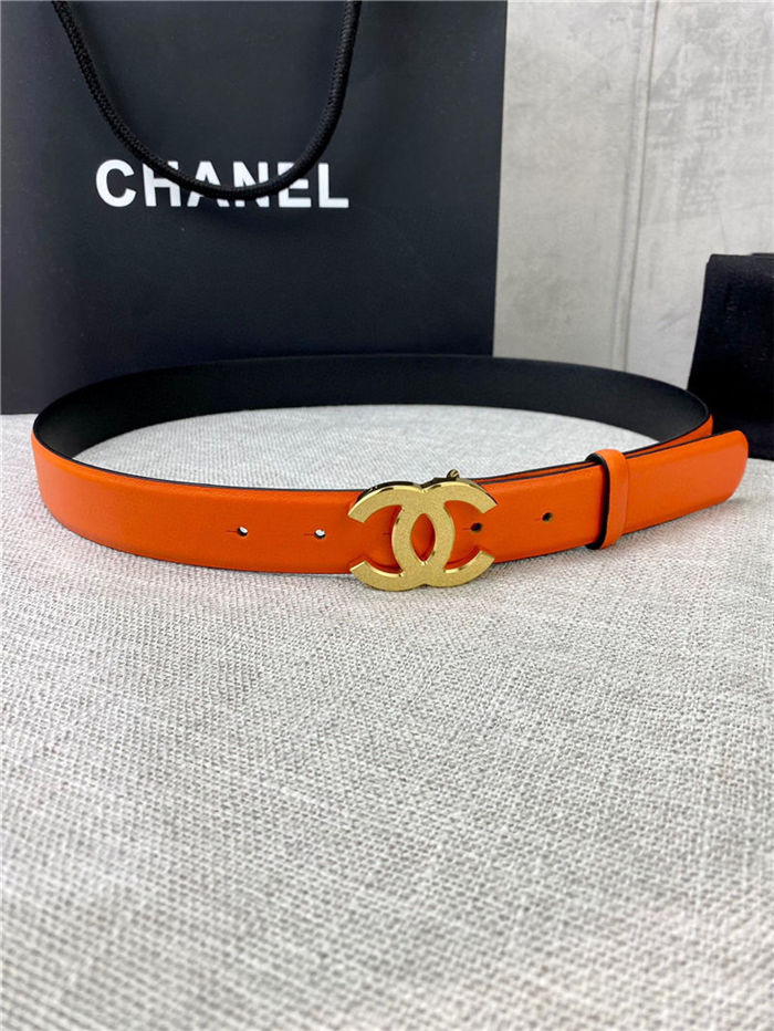 Chanel BELT Calfskin Gold/Silver Metal 30MM 2-1011 Orange 2022 High