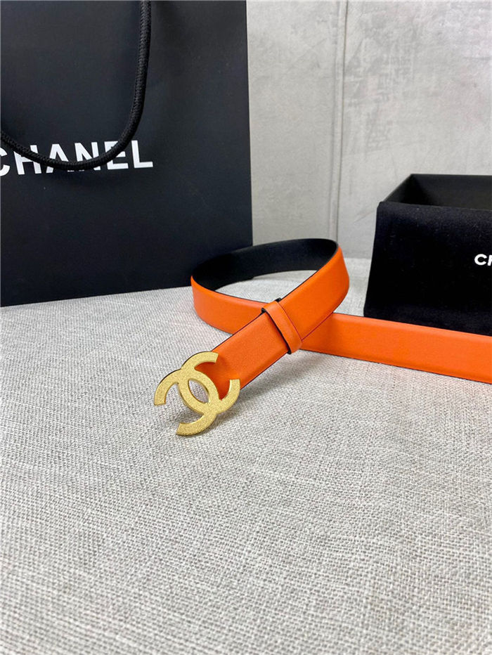 Chanel BELT Calfskin Gold/Silver Metal 30MM 2-1011 Orange 2022 High