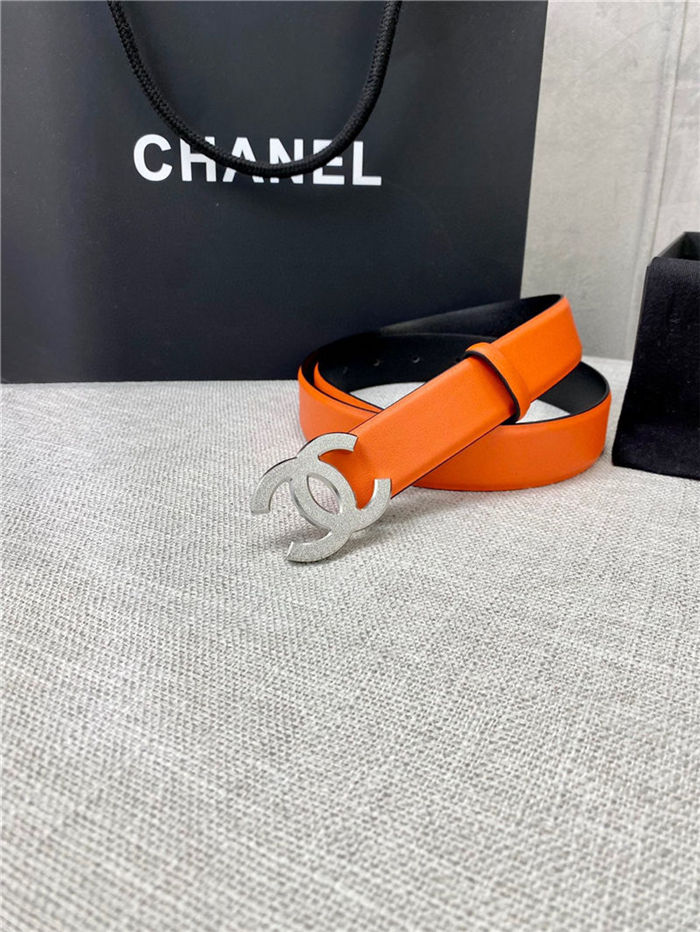 Chanel BELT Calfskin Gold/Silver Metal 30MM 2-1011 Orange 2022 High