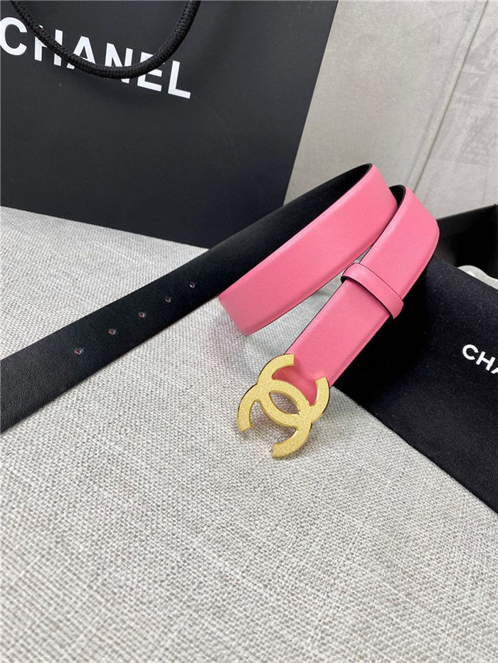 Chanel BELT Calfskin Gold/Silver Metal 30MM 2-1011 Rose Pink 2022 High