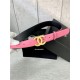 Chanel BELT Calfskin Gold/Silver Metal 30MM 2-1011 Rose Pink 2022 High