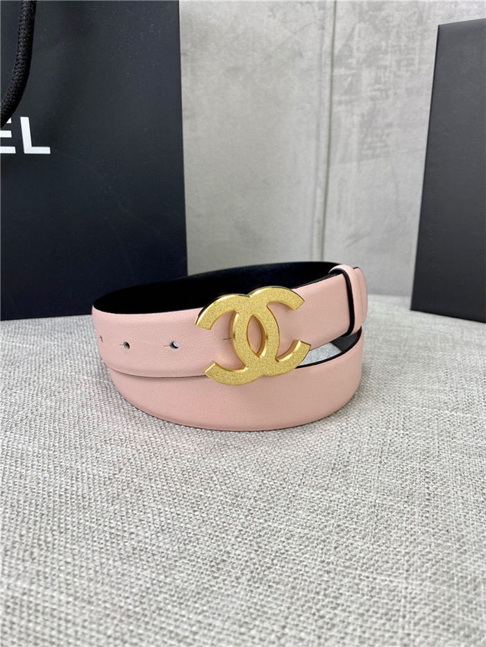 Chanel BELT Calfskin Gold/Silver Metal 30MM 2-1011 Pink 2022 High