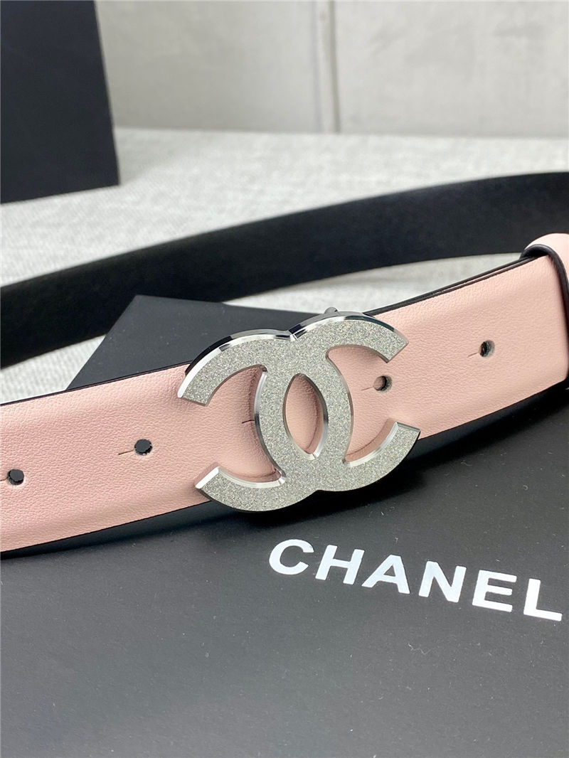 Chanel BELT Calfskin Gold/Silver Metal 30MM 2-1011 Pink 2022 High